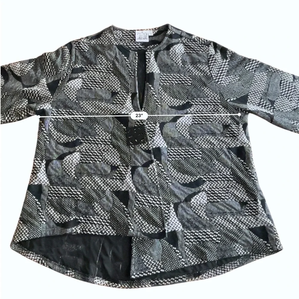 Parsley & Sage Jacket Wms XL Black White Geometric Patchwork Lagenlook Boho